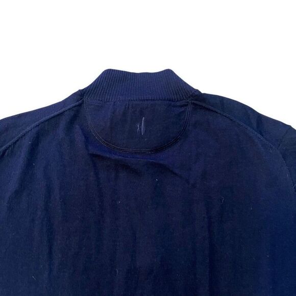 Johnnie O Sweater Mens Medium Blue Merino Wool Blend Quarter Zip Pullover Logo - Picture 4 of 9